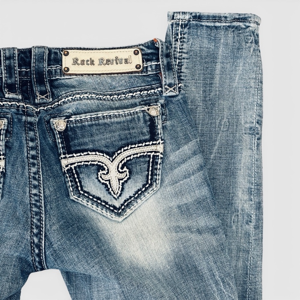 Rock Revival Blair Skinny Jeans 26 Heavy Stitch Flap Pocket 30 Inseam - Picture 6 of 15